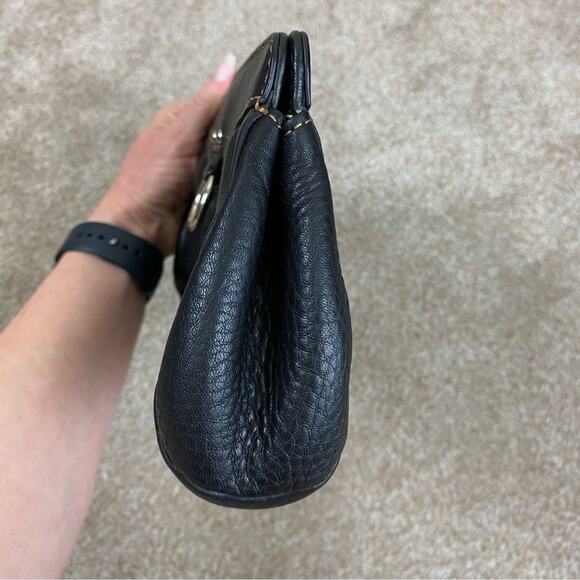 Cole Haan Vintage Genuine Pebbled Leather Clutch Black Classic Minimalist Bag - Picture 5 of 10